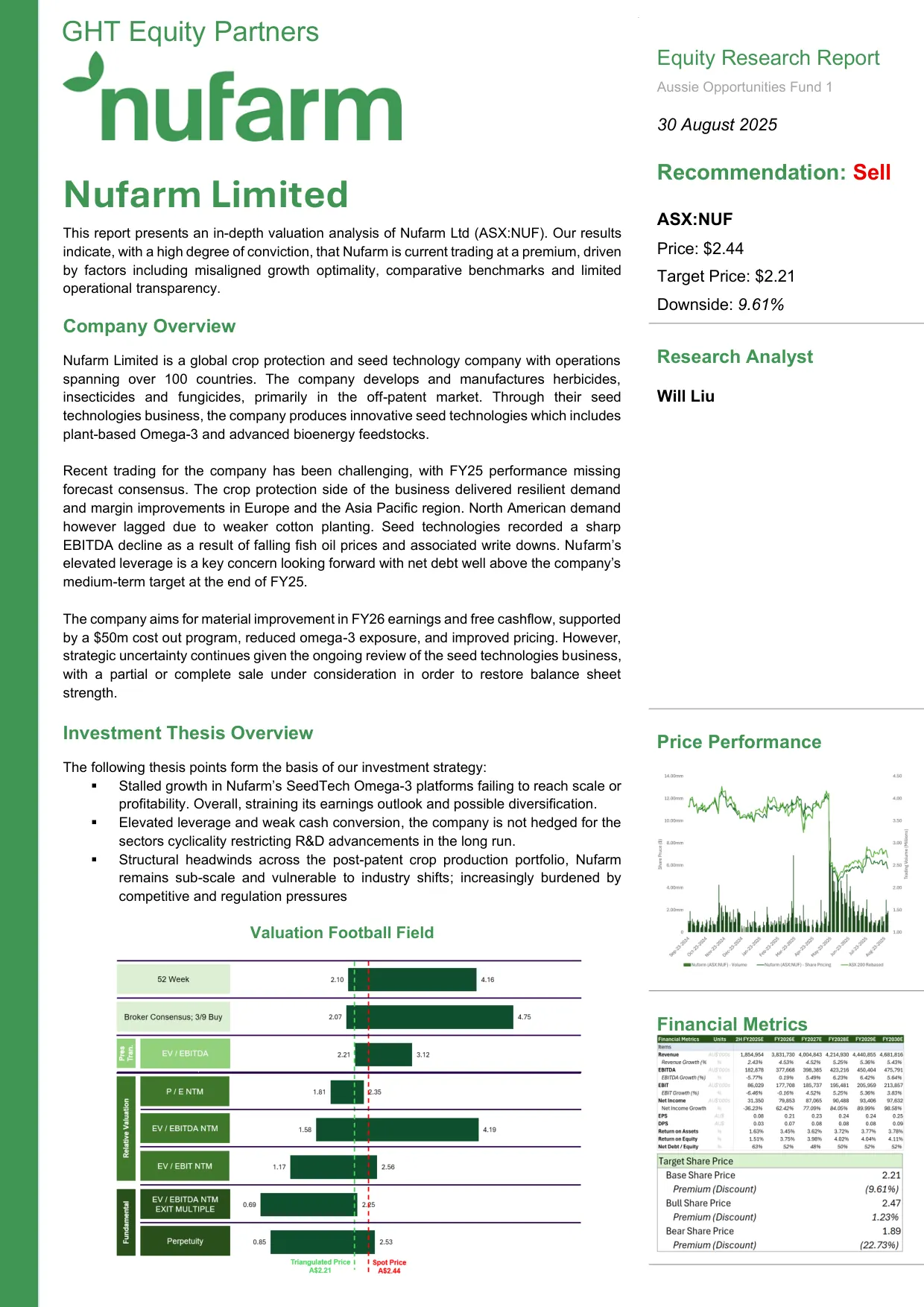 Nufarm equity research report, page 1 of 17
