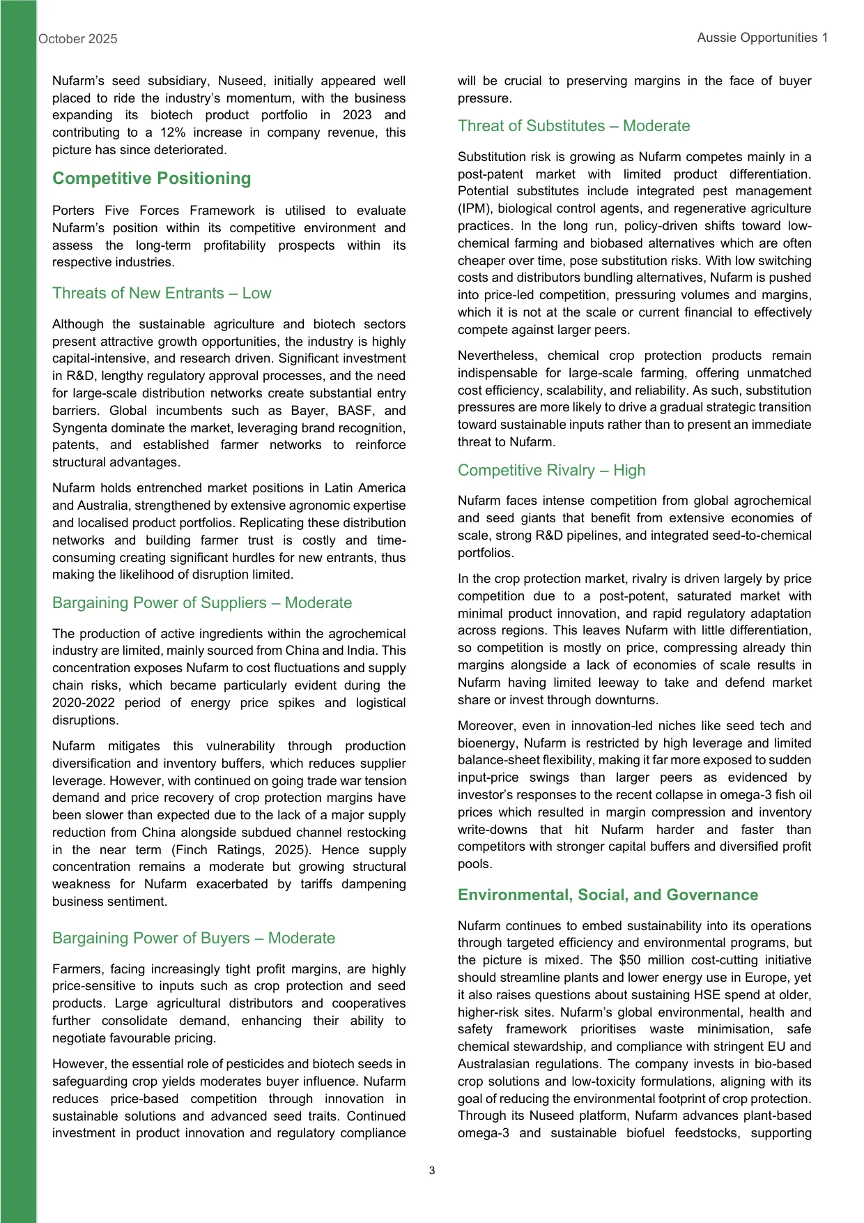 Nufarm equity research report, page 3 of 17